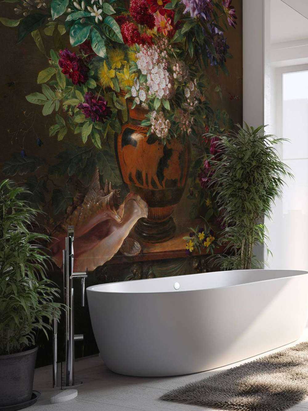 Still life with flowers in a Greek vase