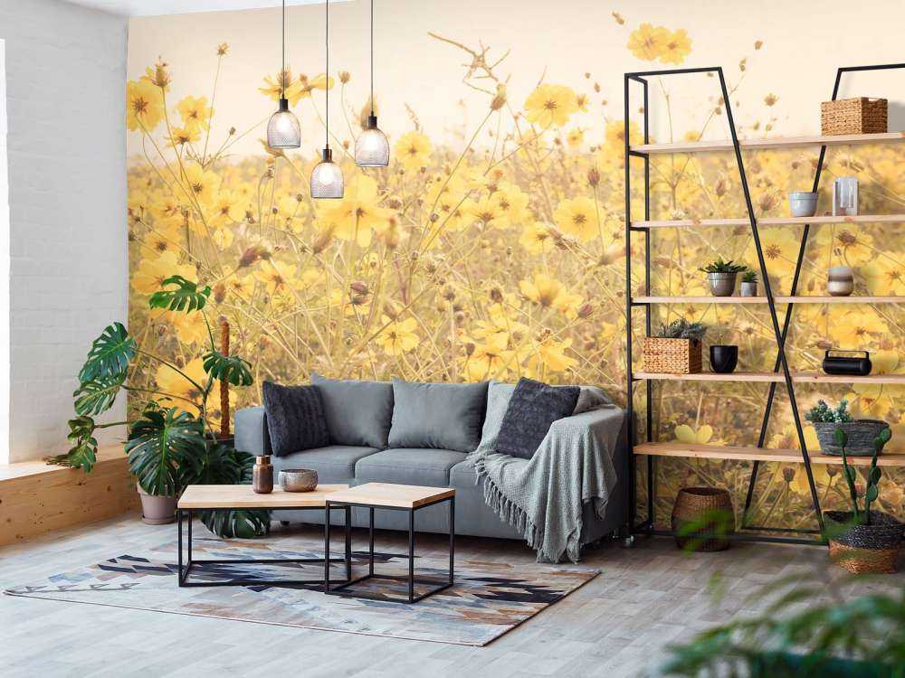 Yellow flowers with vintage look