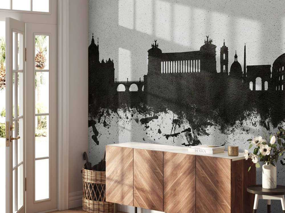 Watercolor skyline, Rome