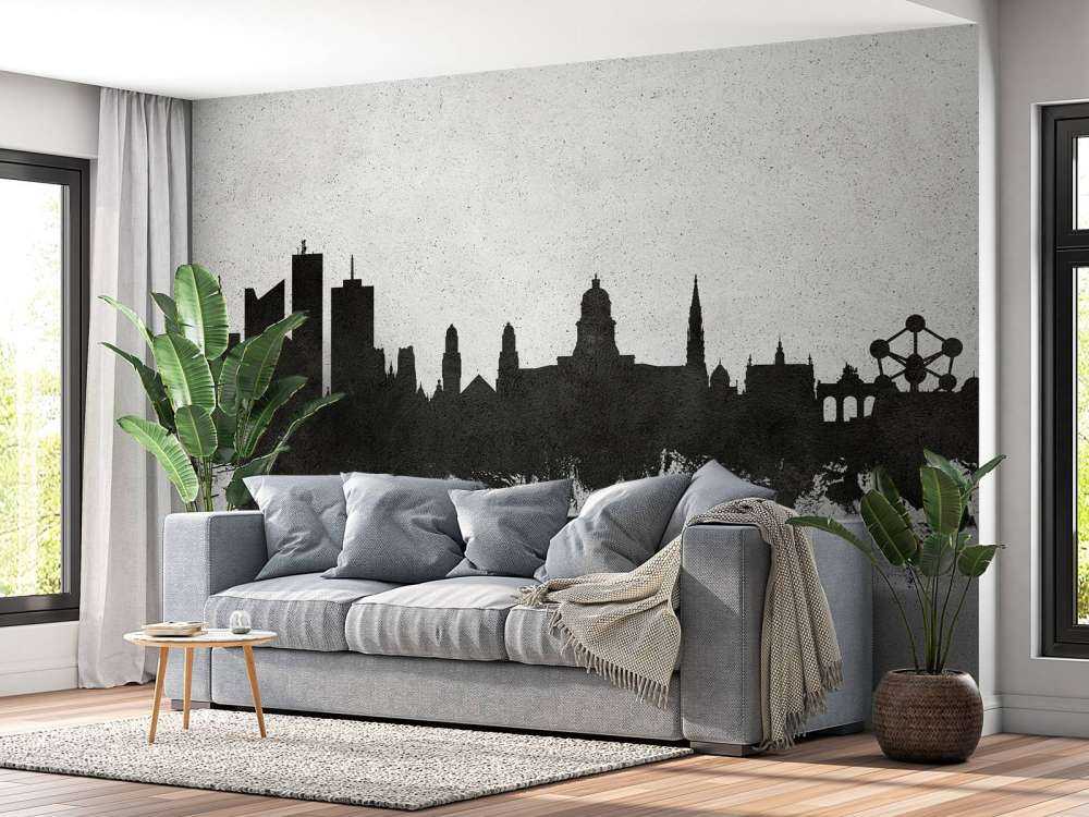 Watercolor skyline, Brussels