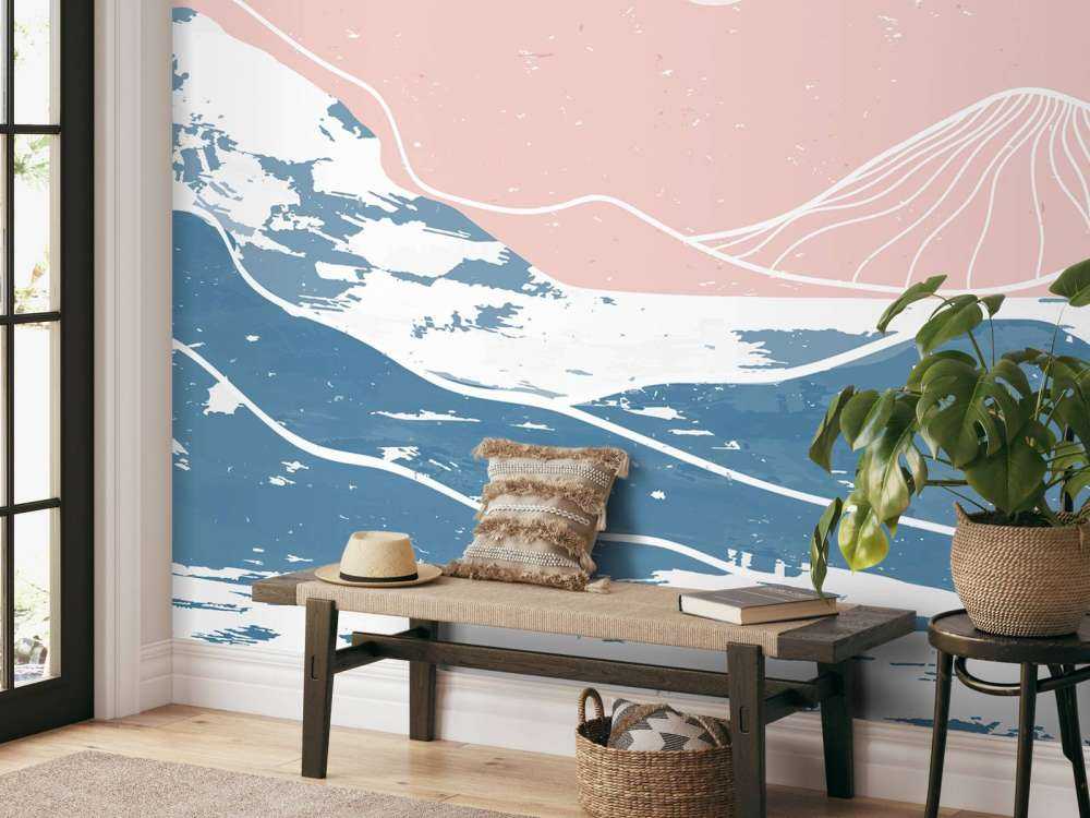 Winter mountains in front of the sun