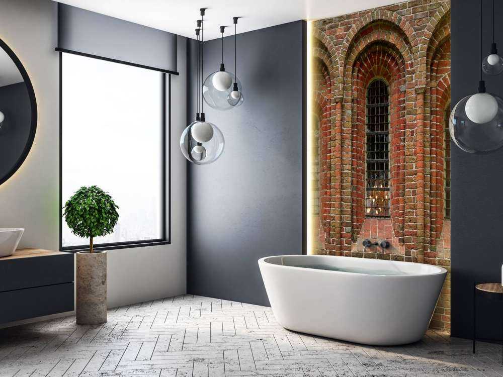 Brick wall with arches and windows