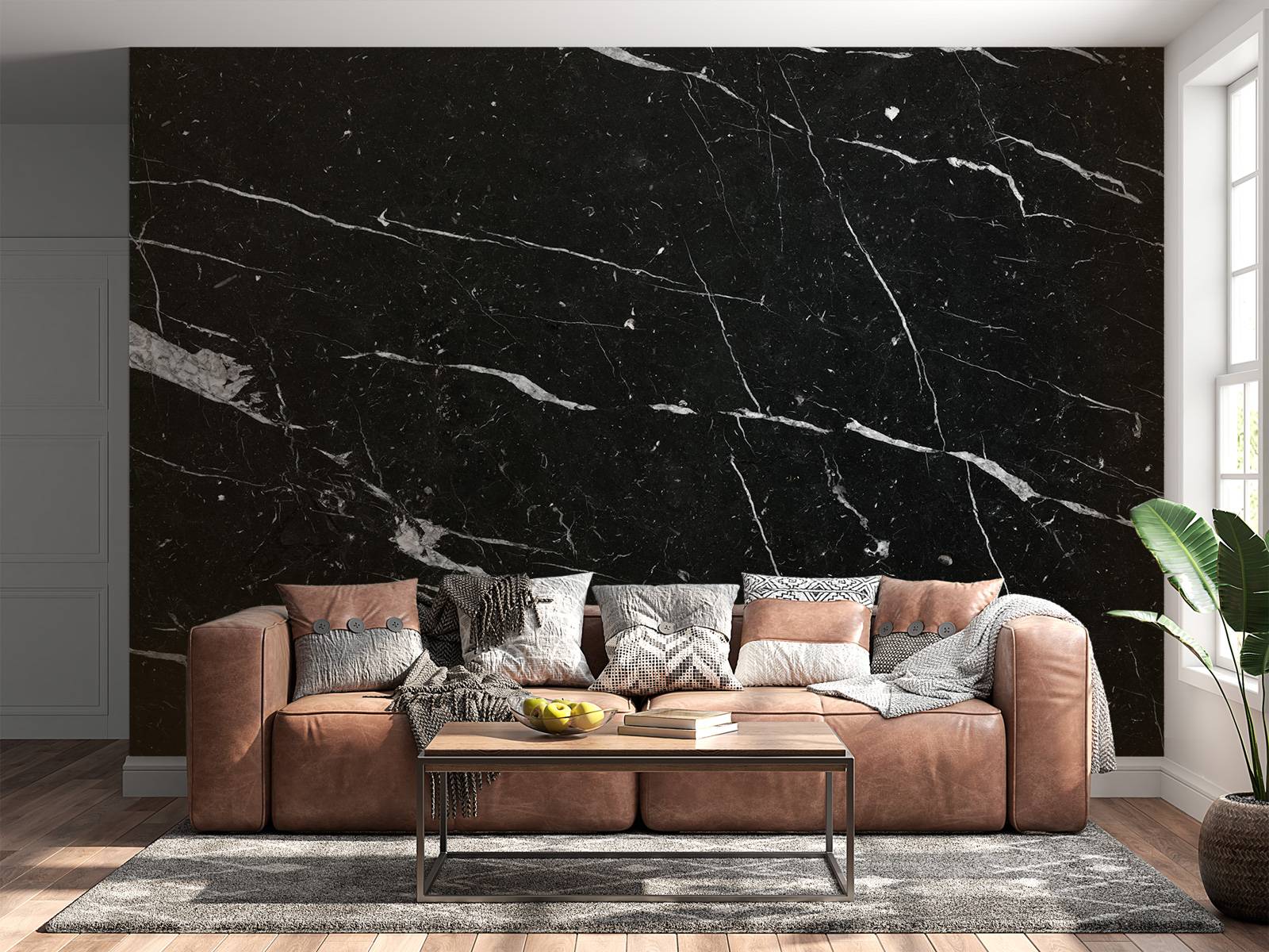 Black marble with white stripes