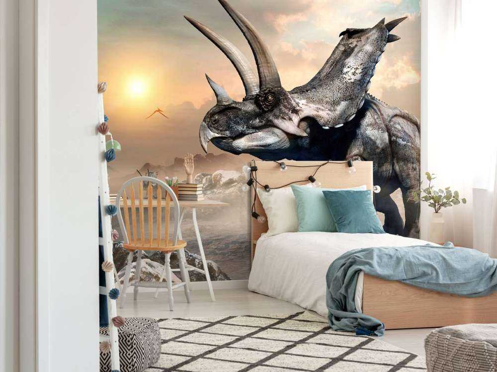 Dinosaur in the morning fog