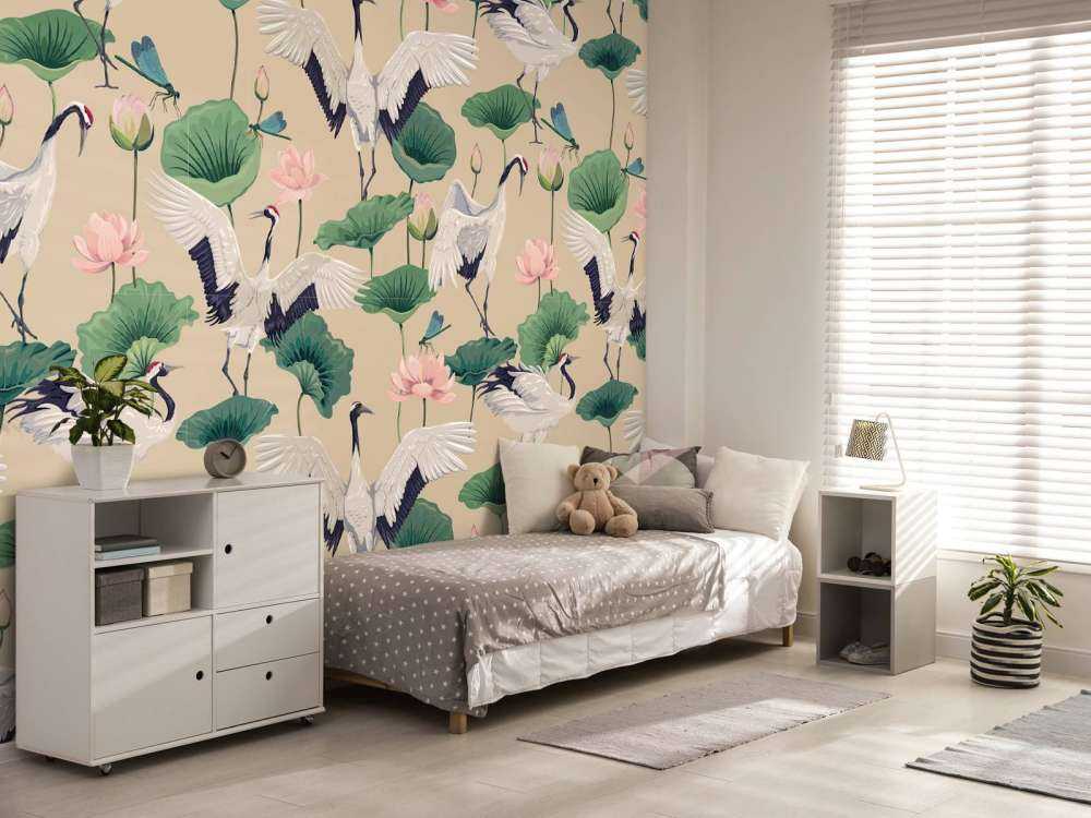 Witte kraanvogels, beige