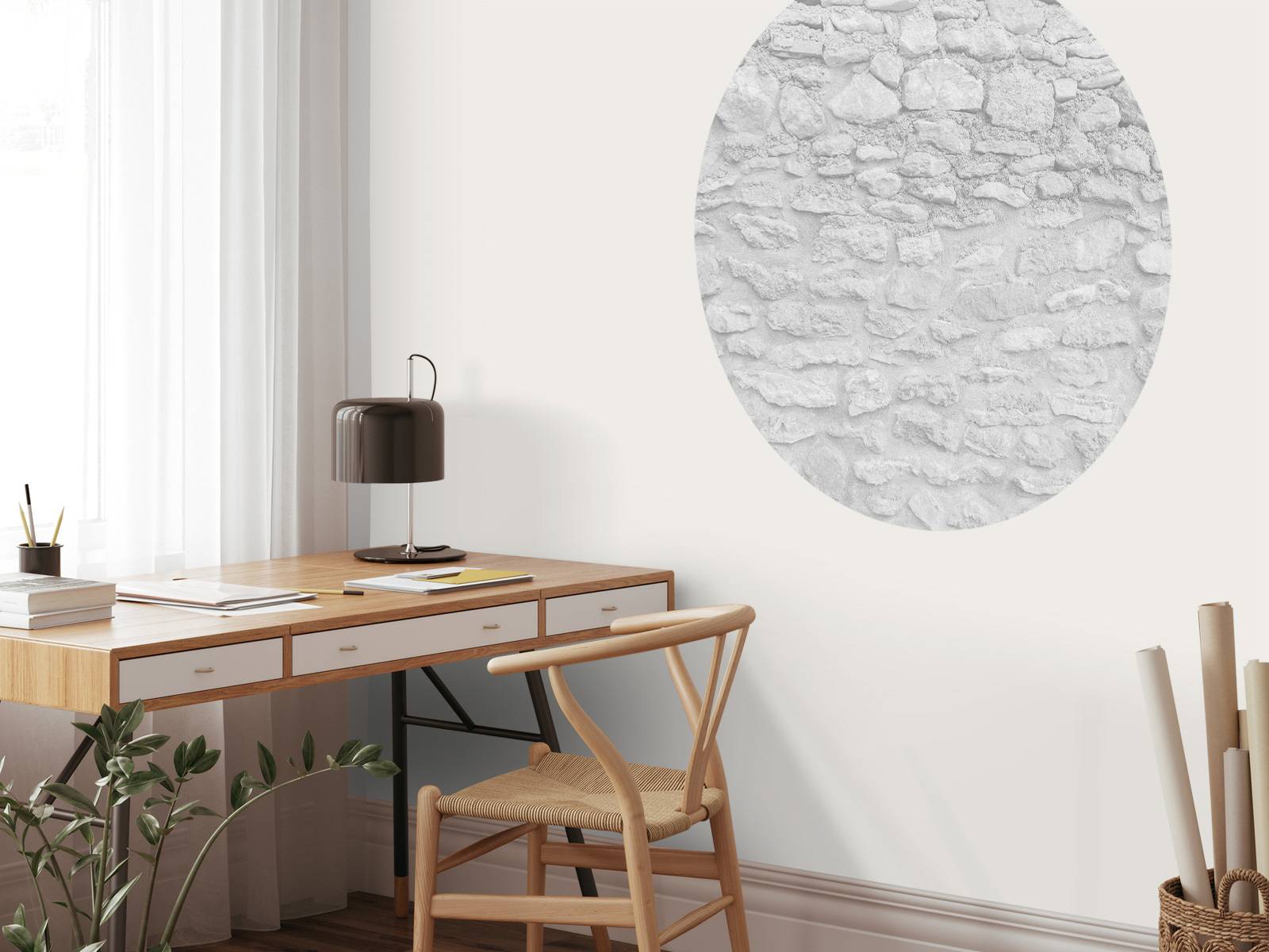 Light wall with rough bricks