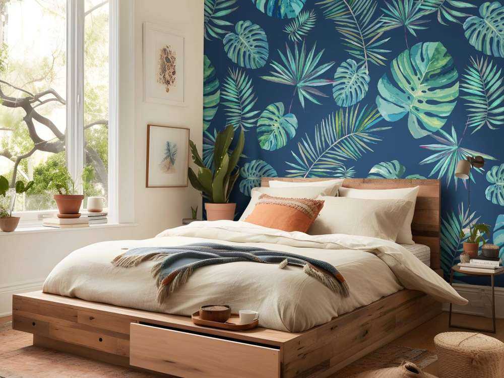 Palm leaves and monstera