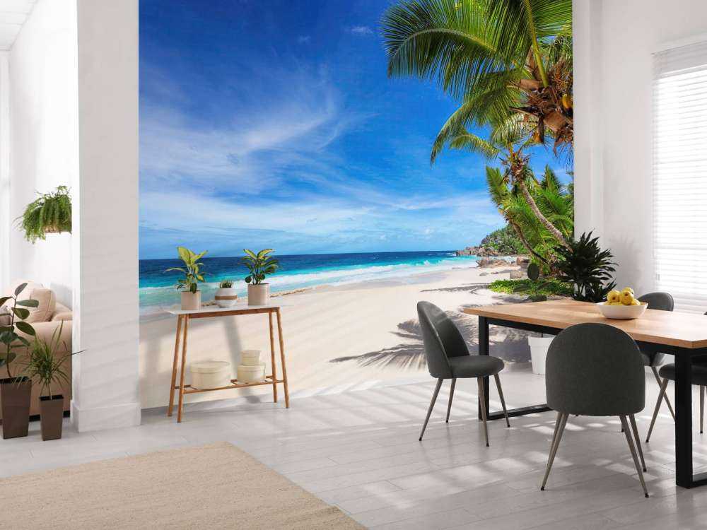 Tropical beach with palm tree