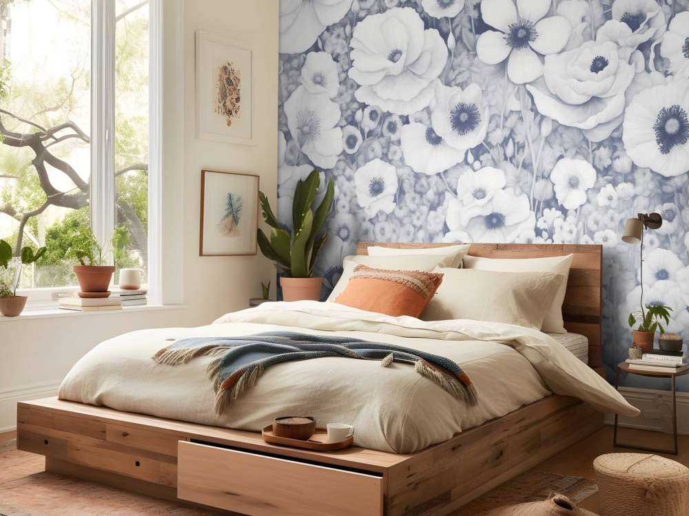 Poppy Tale Monochrome Blue