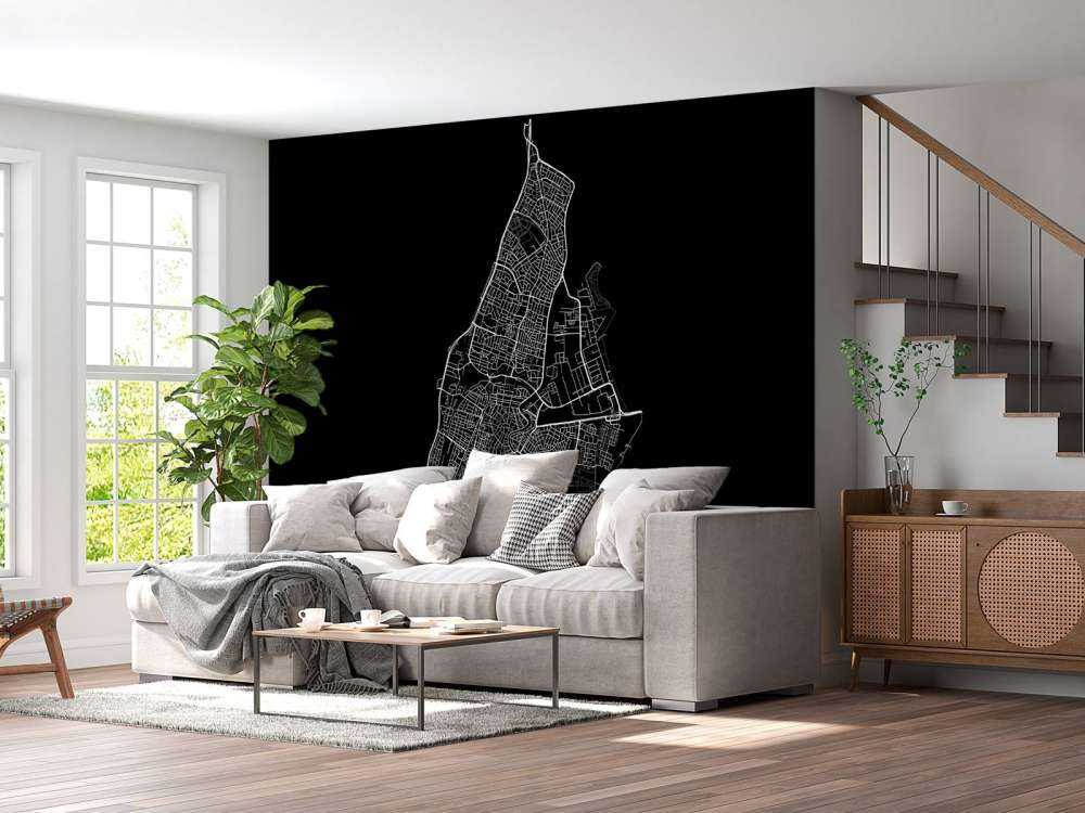 Plattegrond van Haarlem, zwart