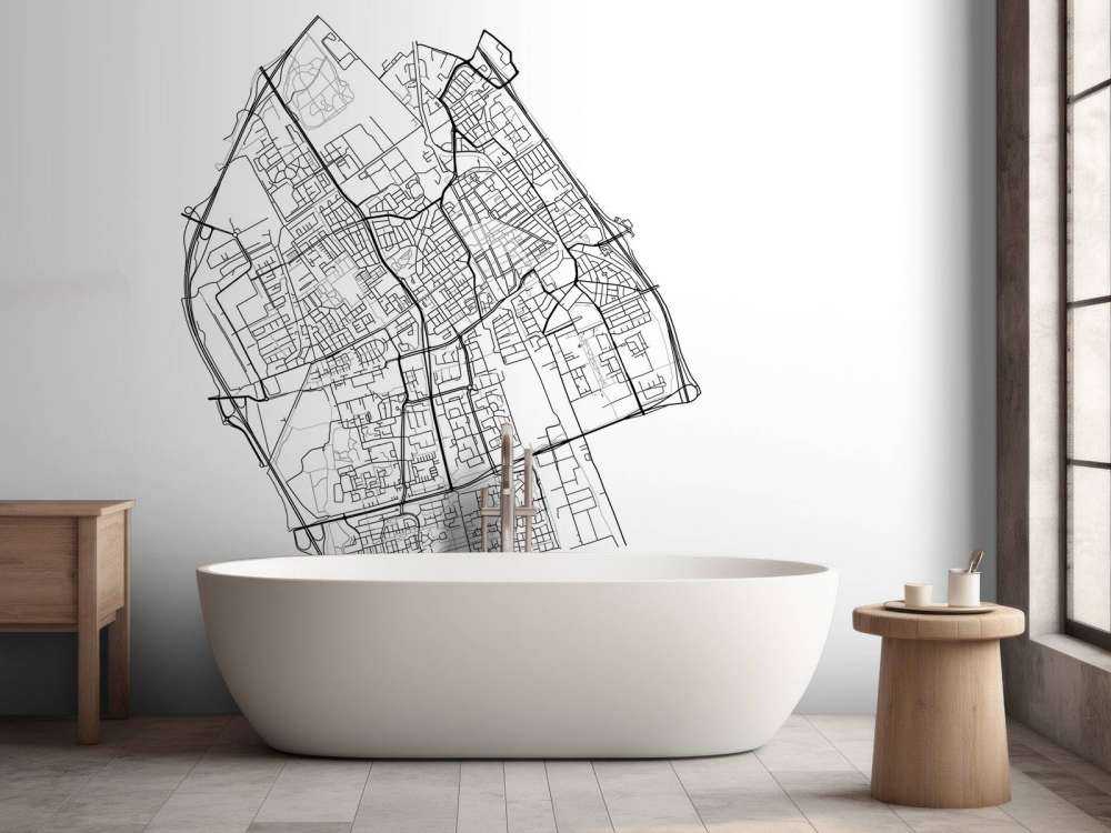 Plattegrond van Delft, wit 