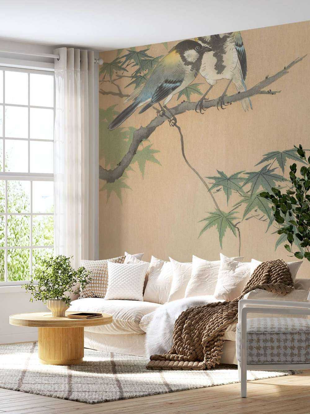 Great tits on maple branch