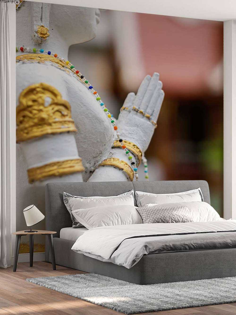 White and gold Buddha Temple complex Bangkok (Thailand)