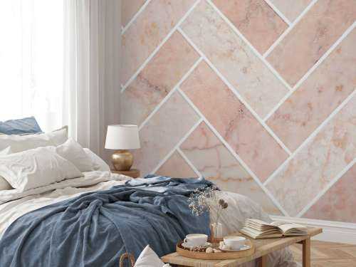 Pink marble herringbone
