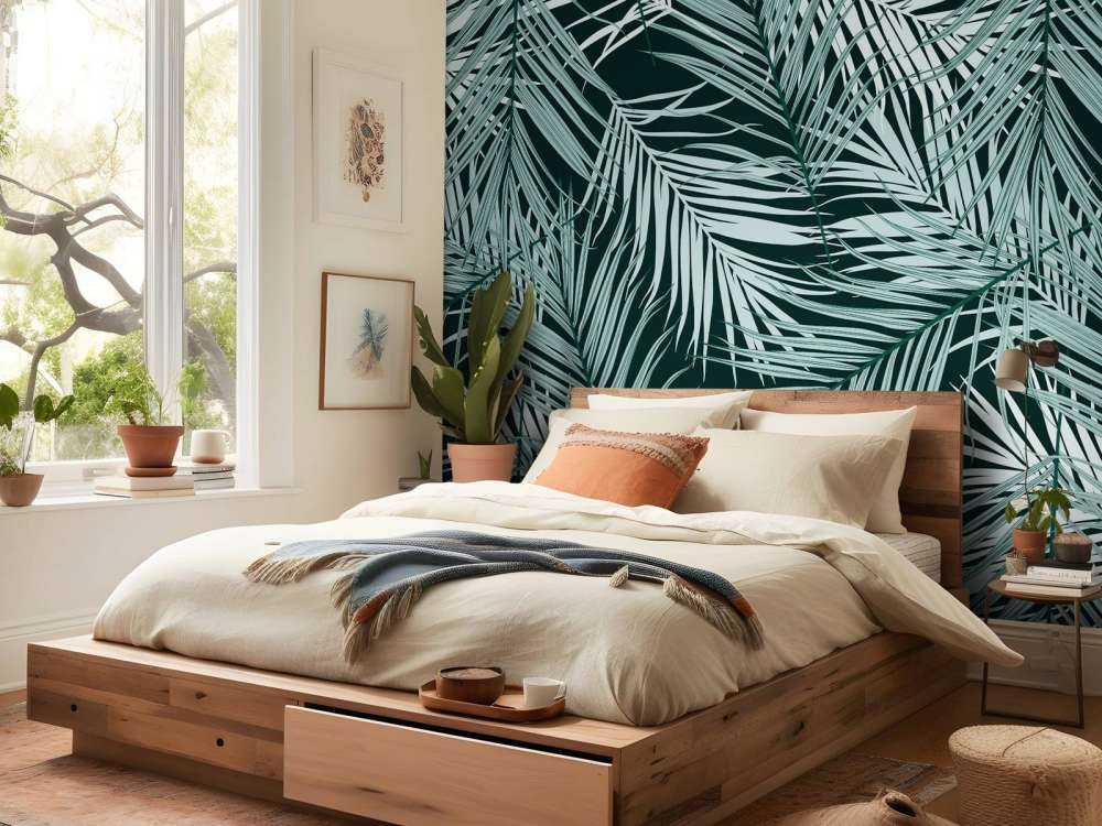 Tropical leaves black background