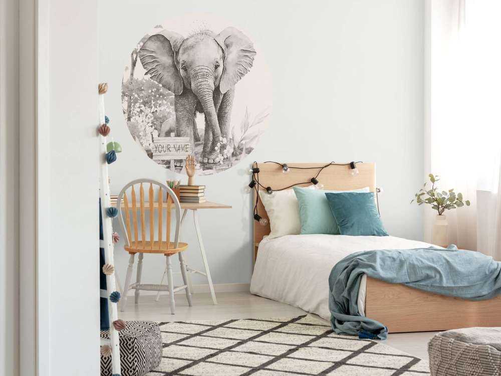 Baby elephant in the jungle beige