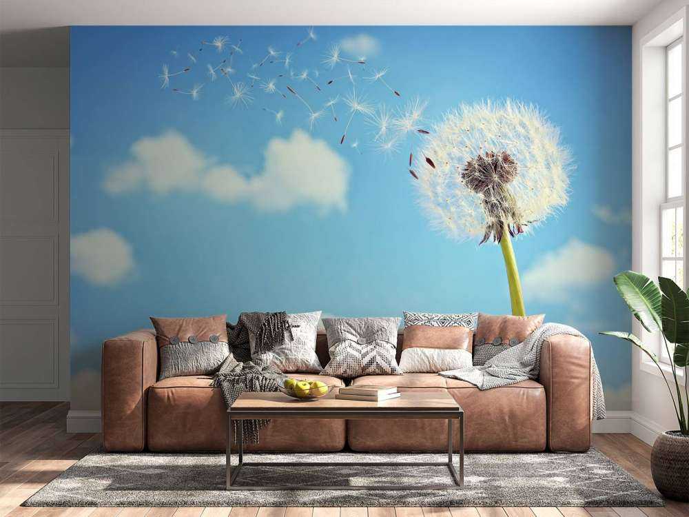 Flying dandelion seeds