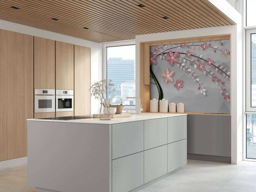 3D tree with pink flowers