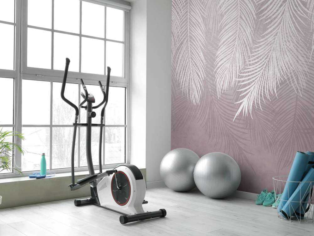 Palm leaves on concrete