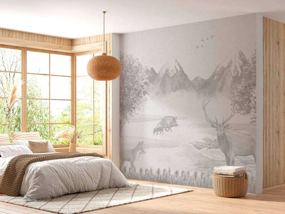 Forest animals in shades of grey