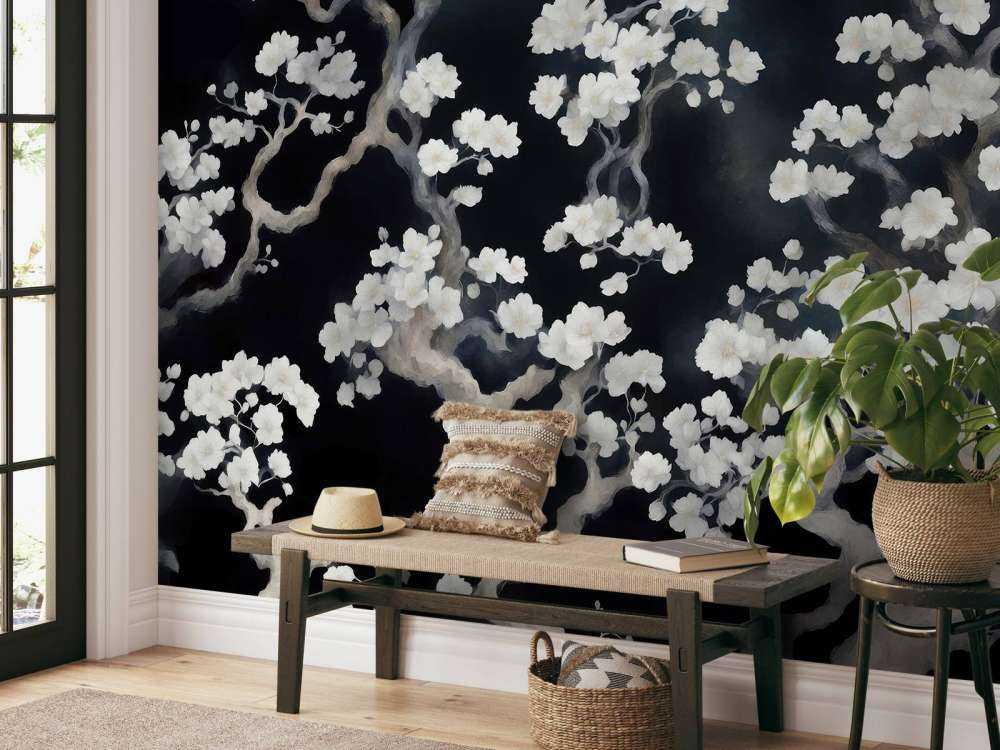 Wonderful blooming forest - black