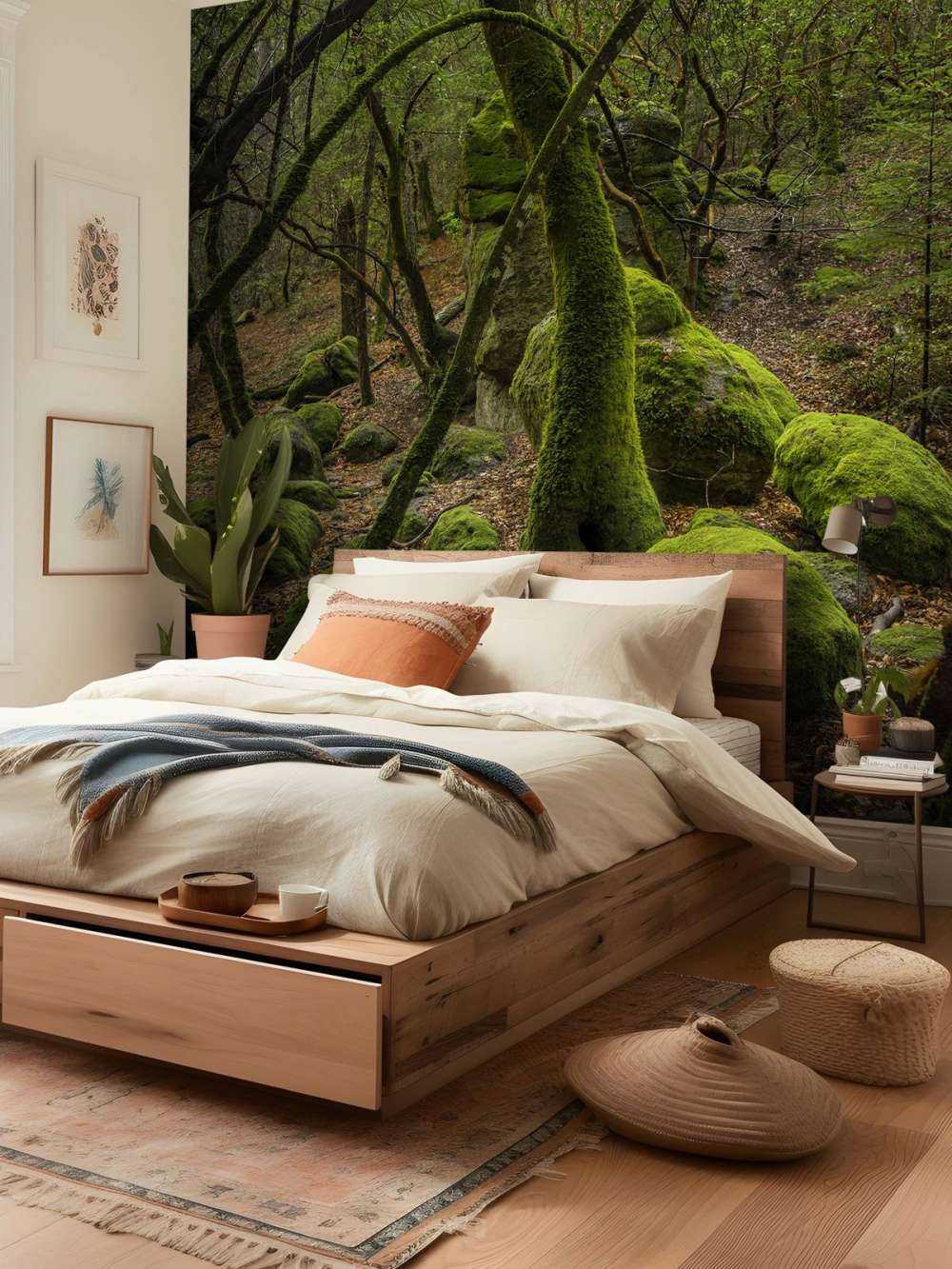 Trees and moss stones