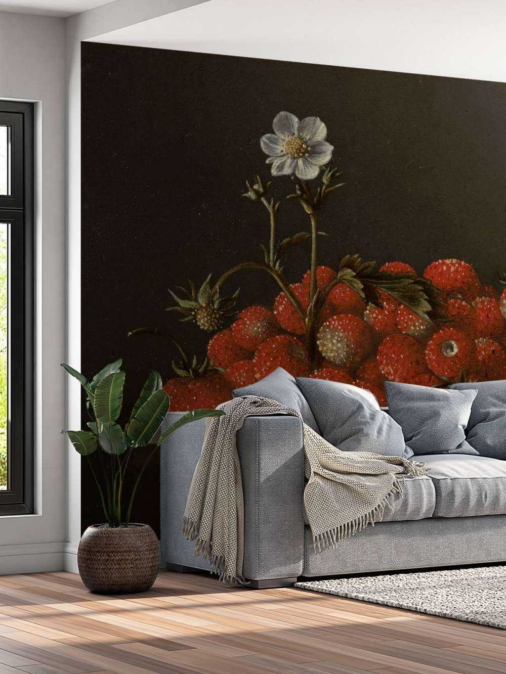 Still life with forest strawberries