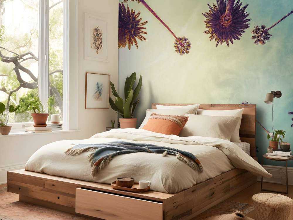 Bottom view of palm trees