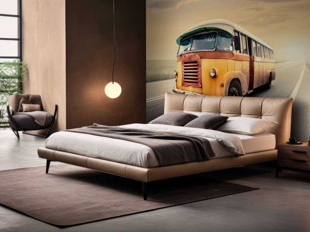 Bus on a deserted road