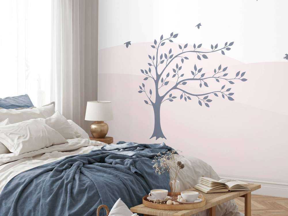 Pink hills with tree