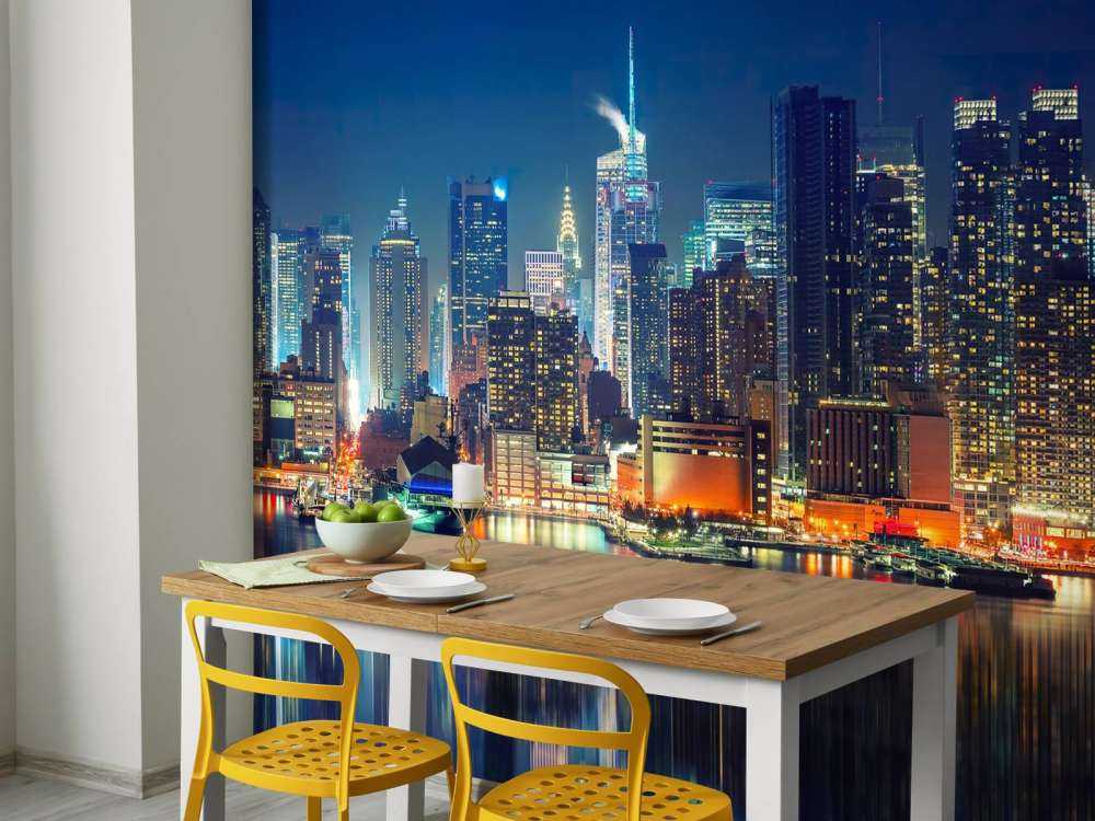 Photo wallpaper New York skyline at night