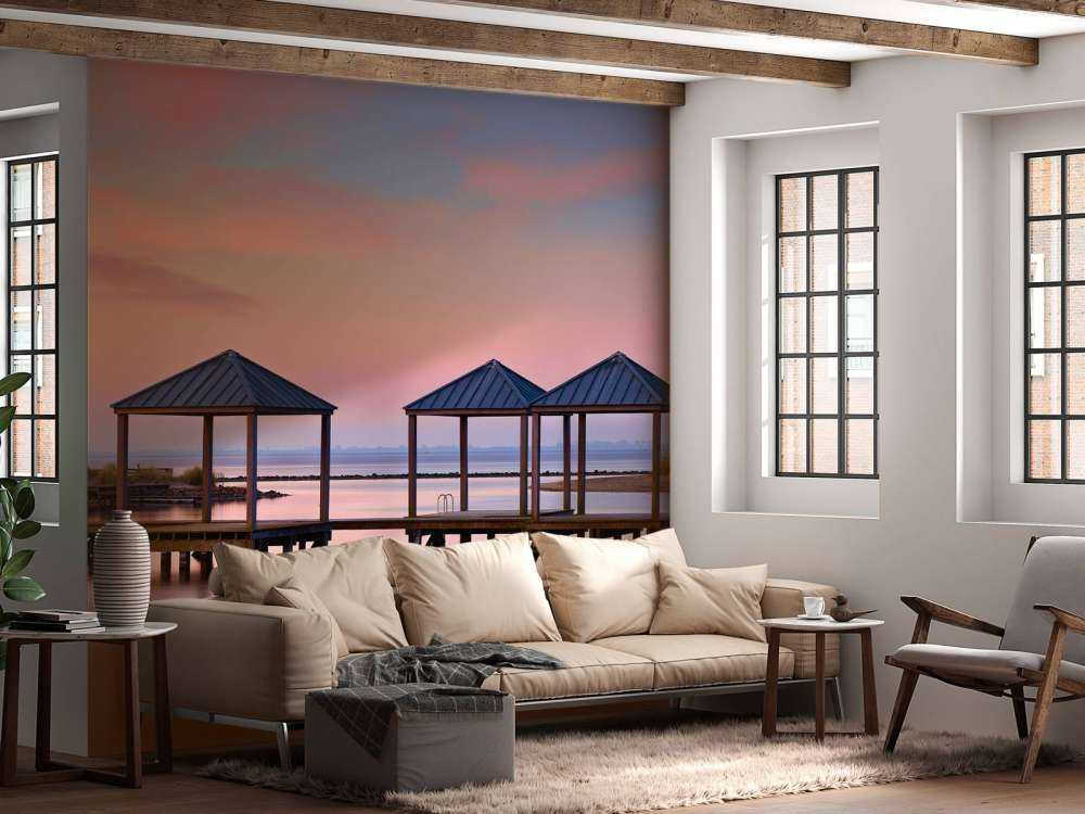 Swimming jetty at sunrise