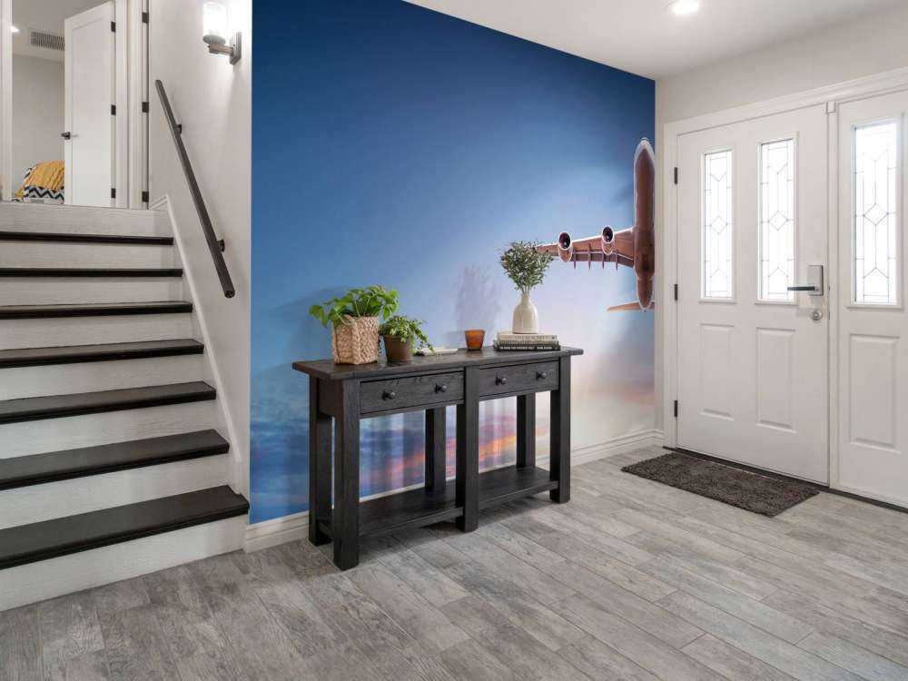 Airplane with beautiful sun