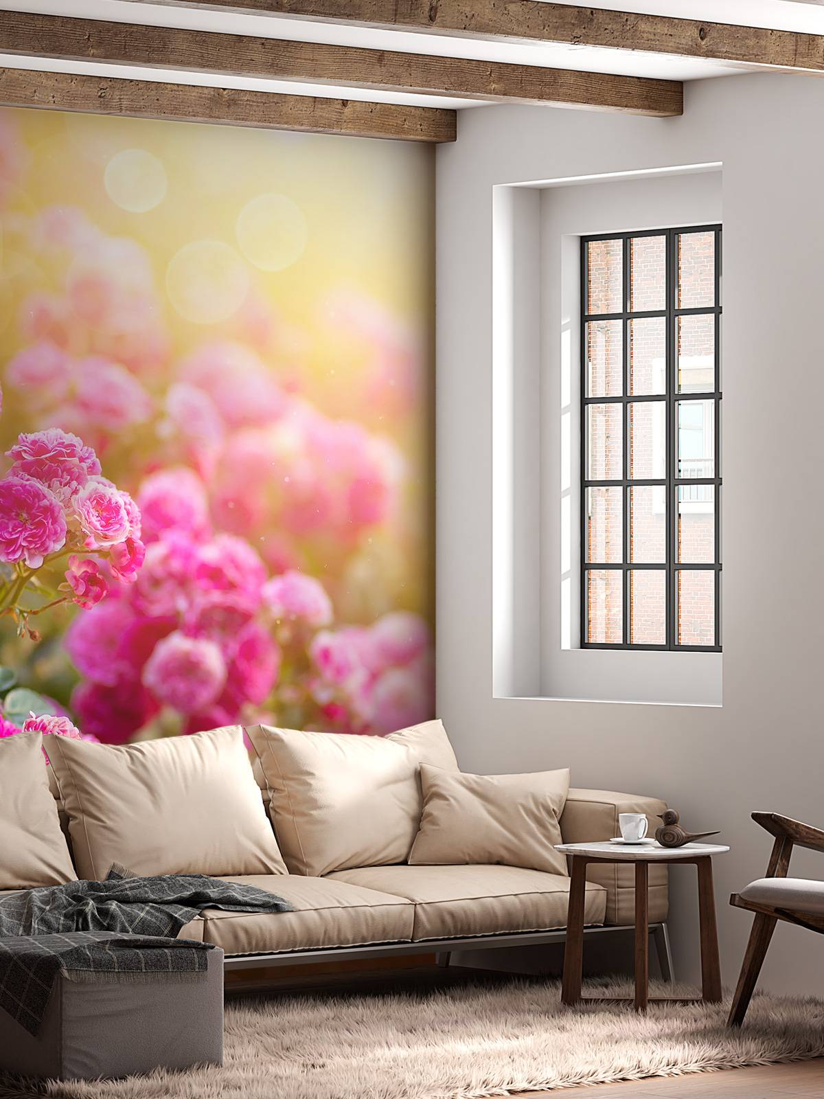 Pink rose bushes