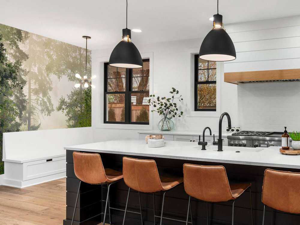 Road through foggy forest