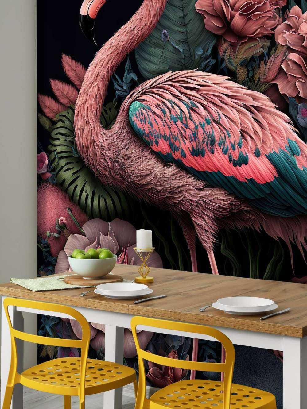 Flamingo Floral Splendor Night