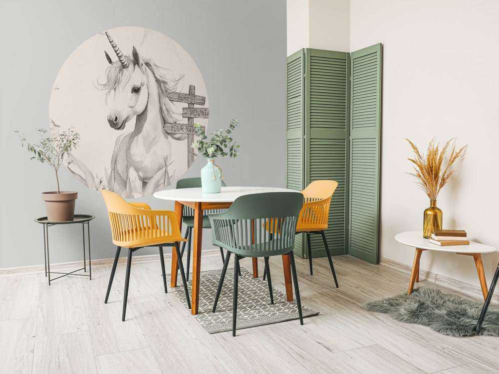 Baby unicorn with plants beige