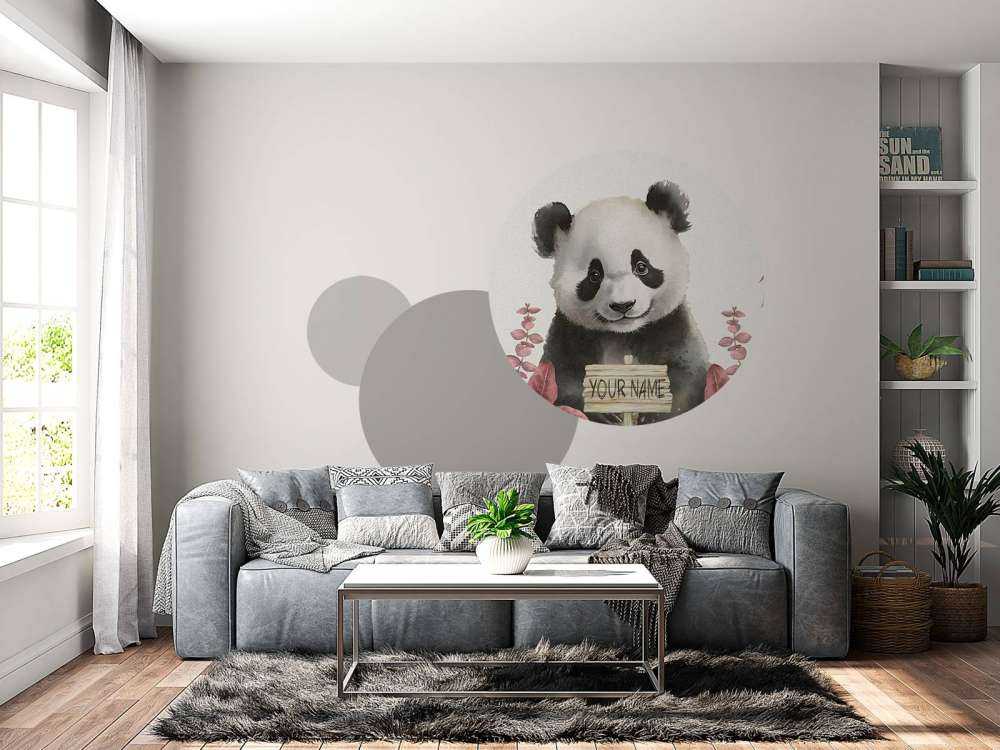 Baby panda in the jungle pink