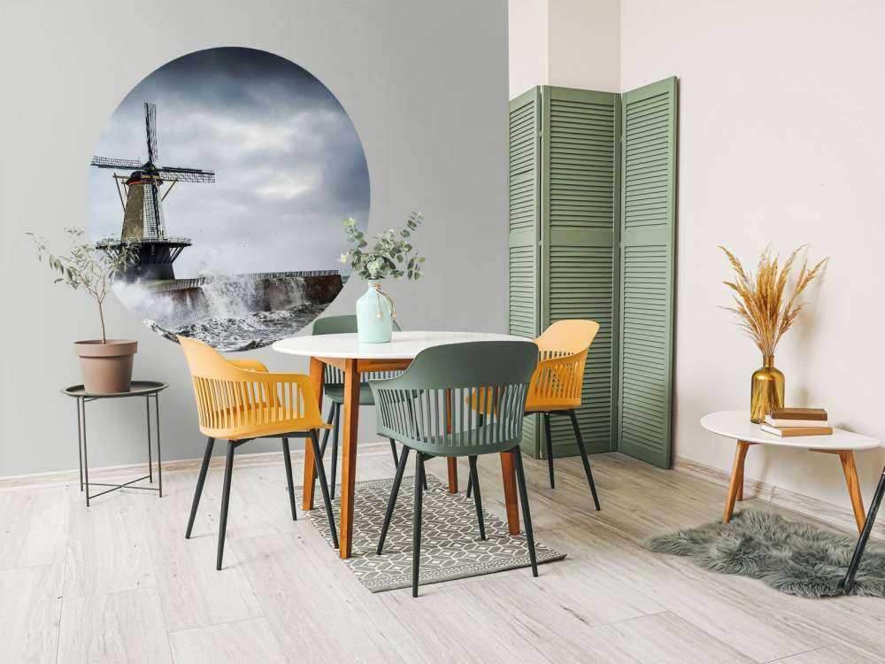 Mill with storm waves