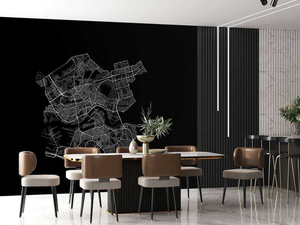 Map of Rotterdam, black