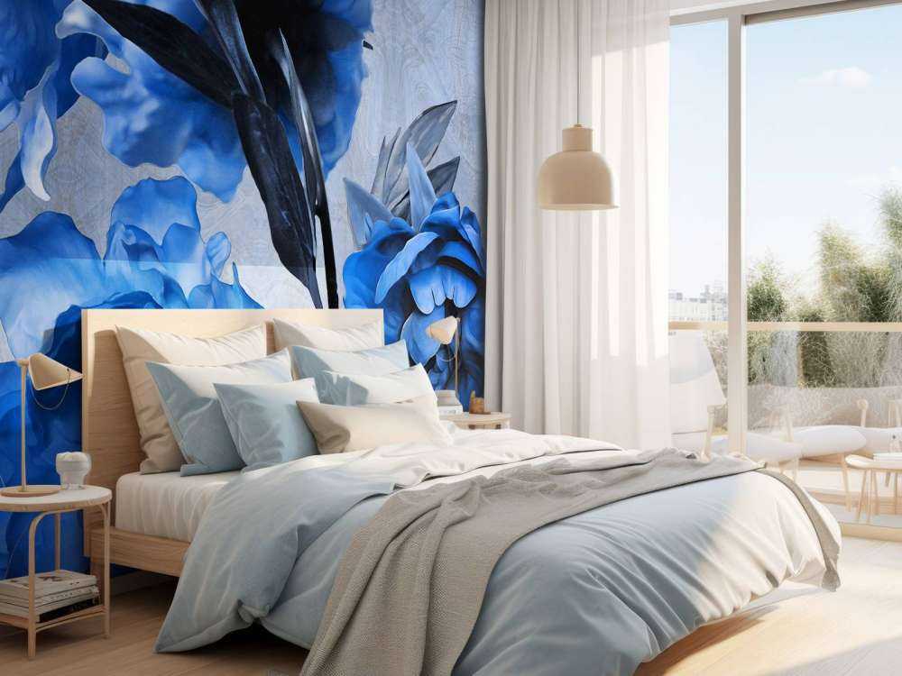 Aquarel van blauwe bloemen