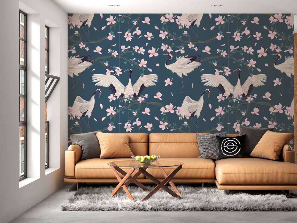 Cranes with magnolias