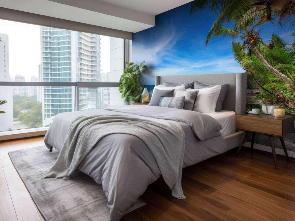 Tropical beach with palm tree