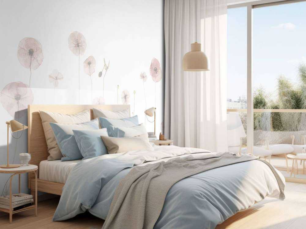 Poppy flower field old pink