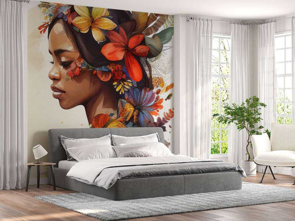 Watercolor Floral Indonesian Native Woman #4