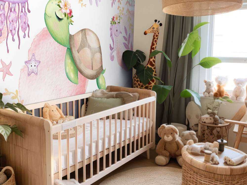 Pink sea floor baby room