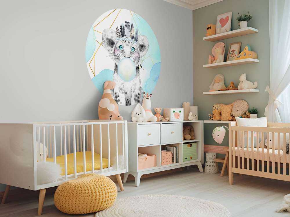 Indian lion cub with bubble gum bell