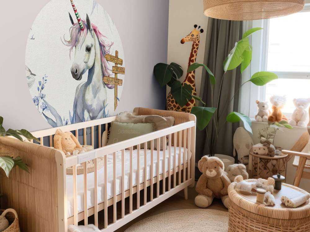 Baby unicorn with plants blue