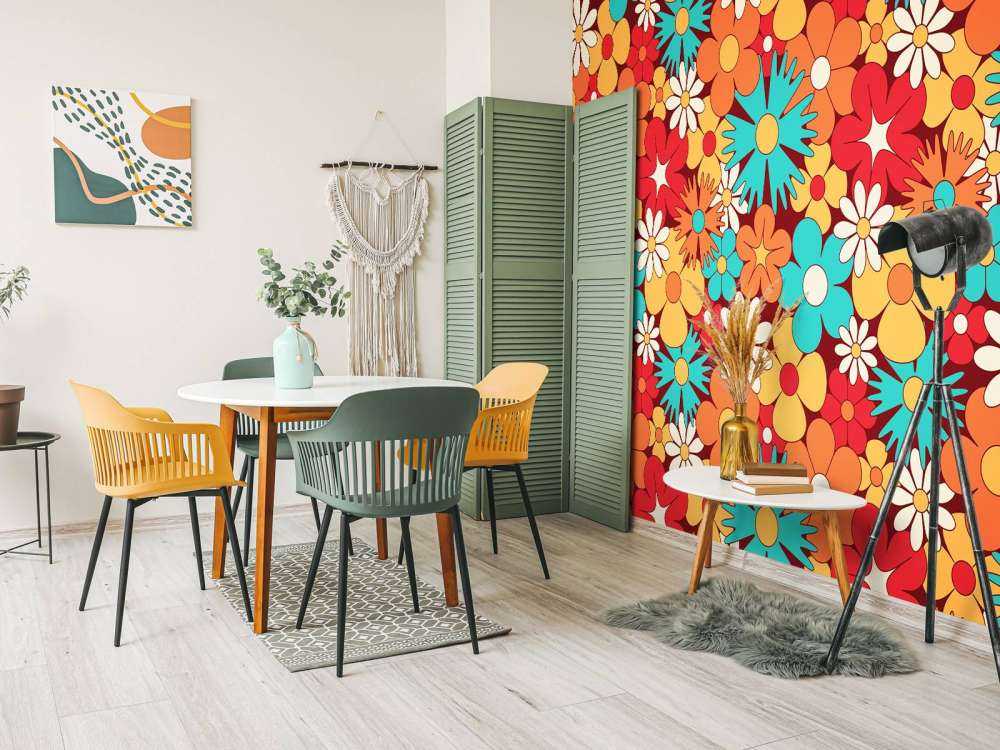 Cheerful retro flowers