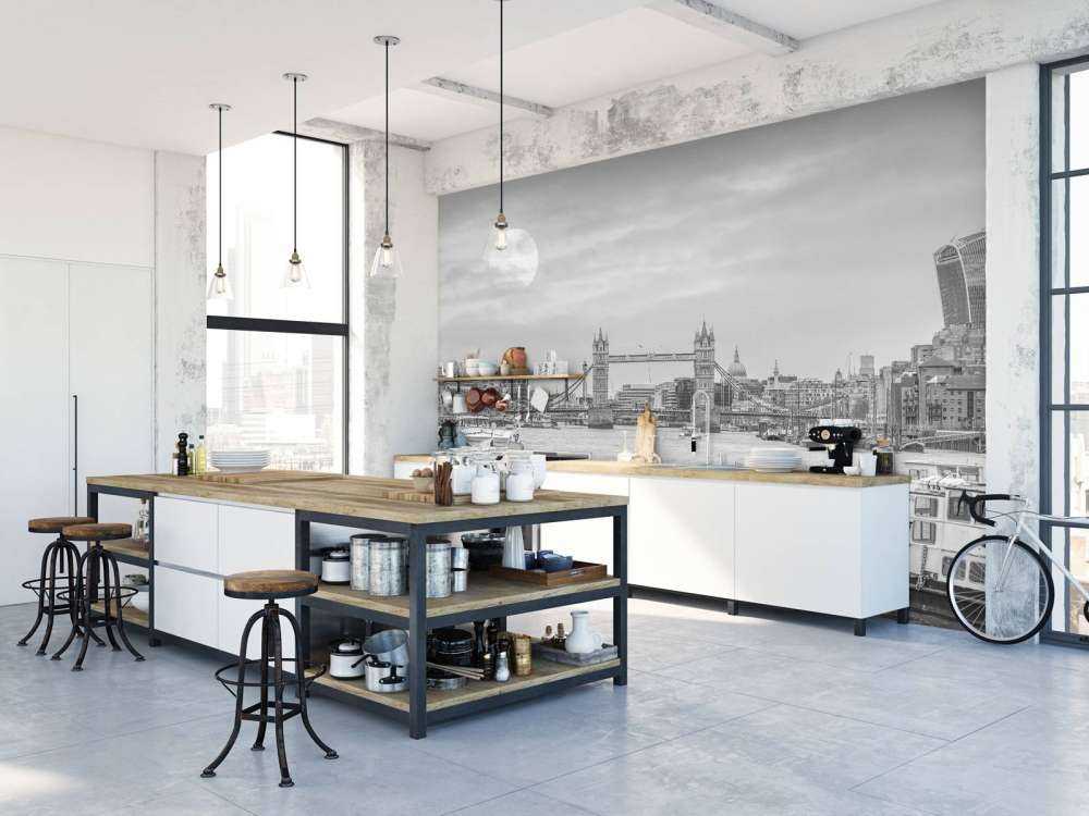 Cityscape of London in black and white